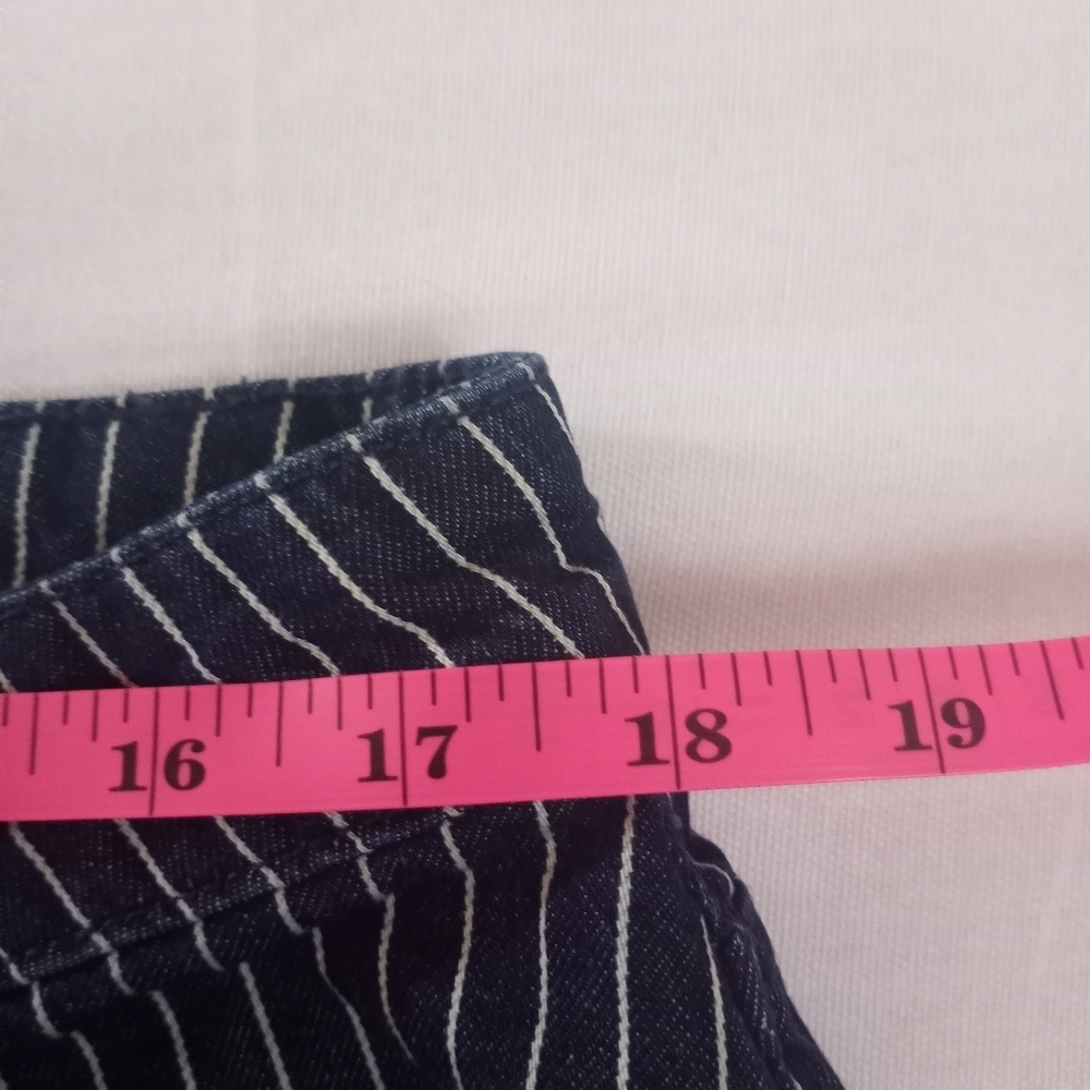 Cotton On Super Baggy Jean In Dark Blue White Classic Bohemian Artsy Pinstripe - Picture 10 of 13